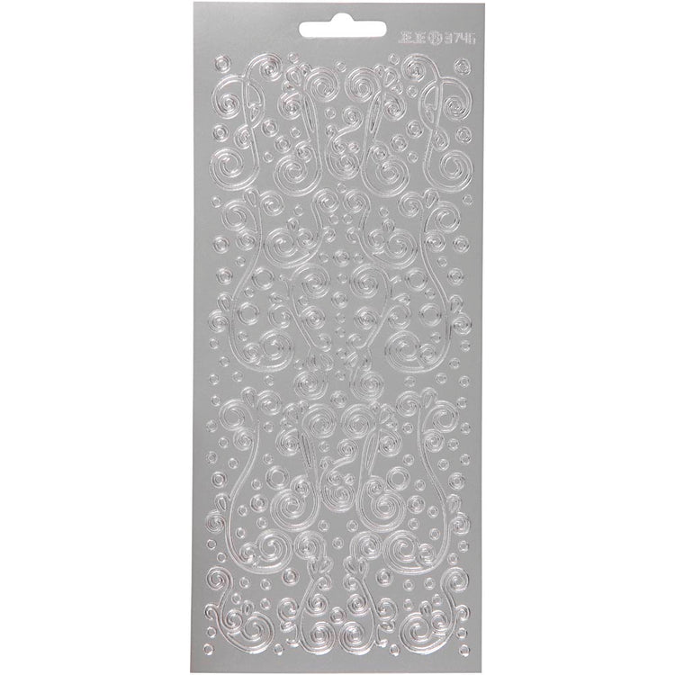 Creativ Firmenaufkleber, Wirbel, Bogen 10x23 cm, silber, 1 Bogen