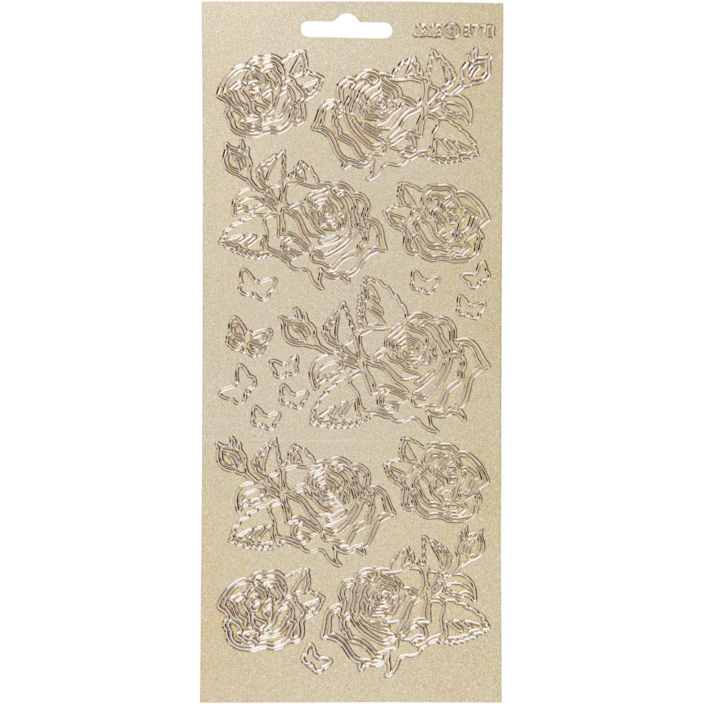 Creativ Firmenaufkleber, Rosen, Bogen 10x23 cm, gold, 1 Bogen