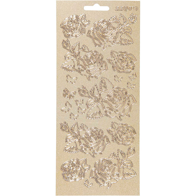 Creativ Firmenaufkleber, Rosen, Bogen 10x23 cm, gold, 1 Bogen