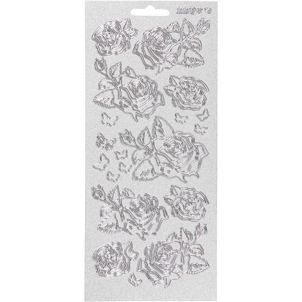 Creativ Firmenaufkleber, Rosen, Bogen 10x23 cm, silber, 1 Bogen