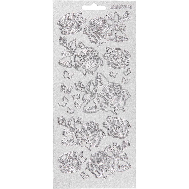 Creativ Firmenaufkleber, Rosen, Bogen 10x23 cm, silber, 1 Bogen