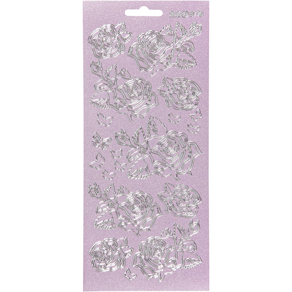 Creativ Firmenaufkleber, Rosen, Bogen 10x23 cm, silber, 1 Bogen