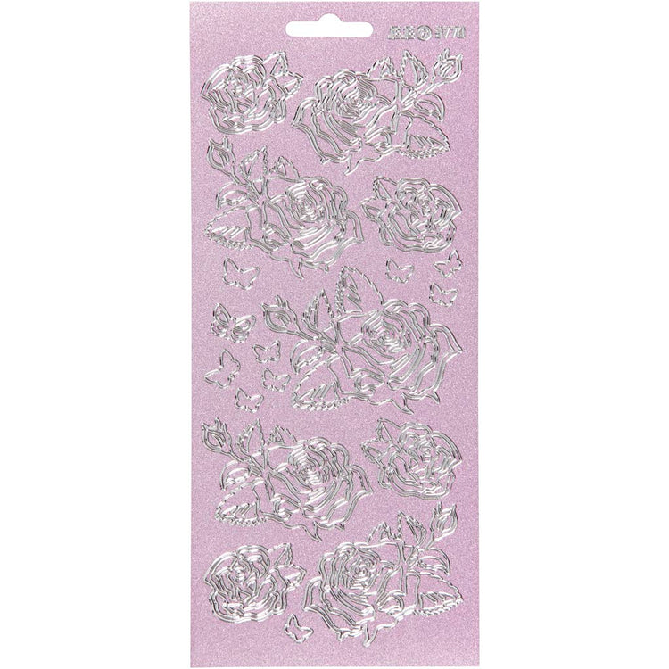 Creativ Firmenaufkleber, Rosen, Bogen 10x23 cm, silber, 1 Bogen