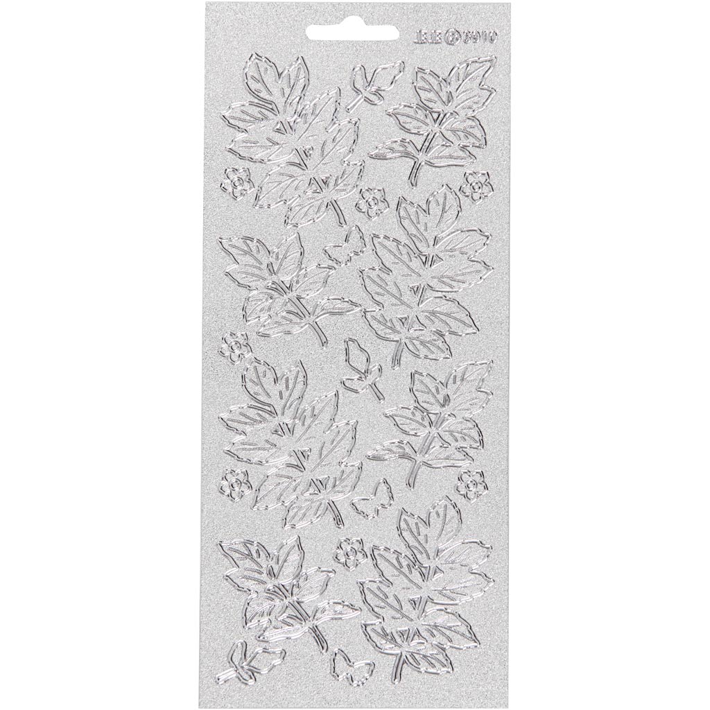 Creativ Firmenaufkleber, Blätter, Bogen 10x23 cm, silber, 1 Bogen