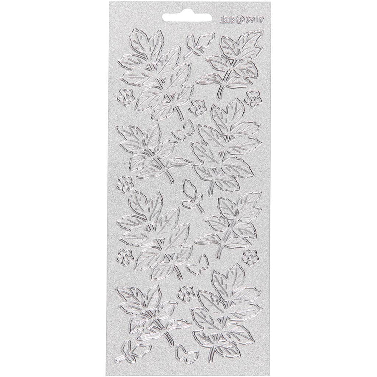 Creativ Firmenaufkleber, Blätter, Bogen 10x23 cm, silber, 1 Bogen
