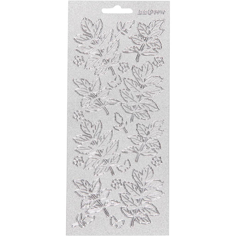 Creativ Firmenaufkleber, Blätter, Bogen 10x23 cm, silber, 1 Bogen