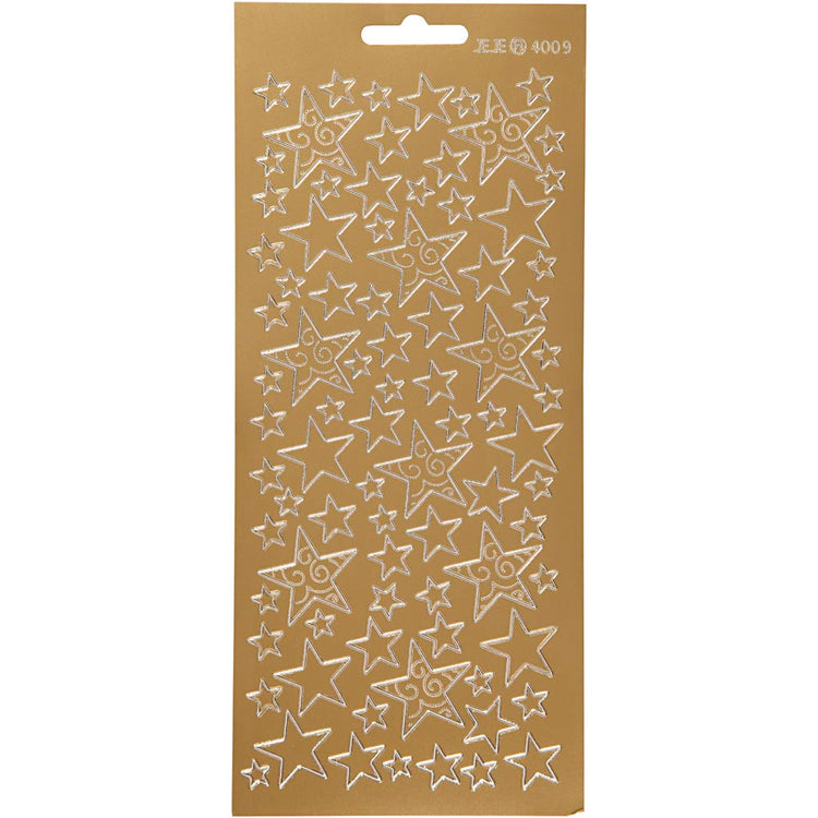 Creativ Firmenaufkleber, Sterne, Bogen 10x23 cm, gold, 1 Bogen