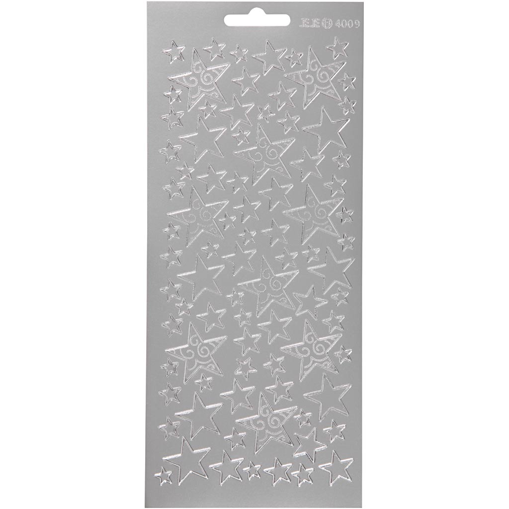 Creativ Firmenaufkleber, Sterne, Bogen 10x23 cm, silber, 1 Bogen