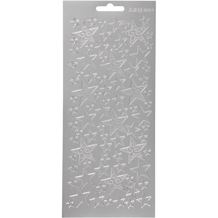 Creativ Firmenaufkleber, Sterne, Bogen 10x23 cm, silber, 1 Bogen