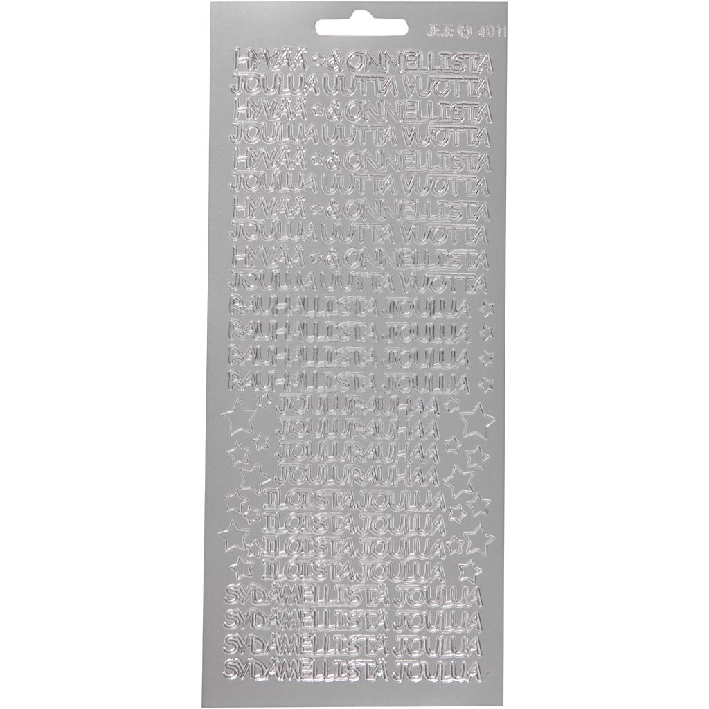 Creativ Firmenaufkleber, Hyvaa onnelista, Blatt 10x23 cm, silber, 1 Blatt