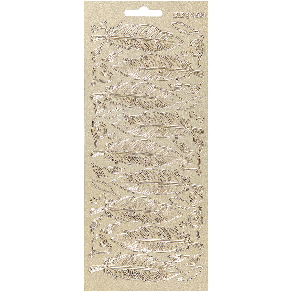 Creativ Firmenaufkleber, Federn, Bogen 10x23 cm, gold, 1 Bogen