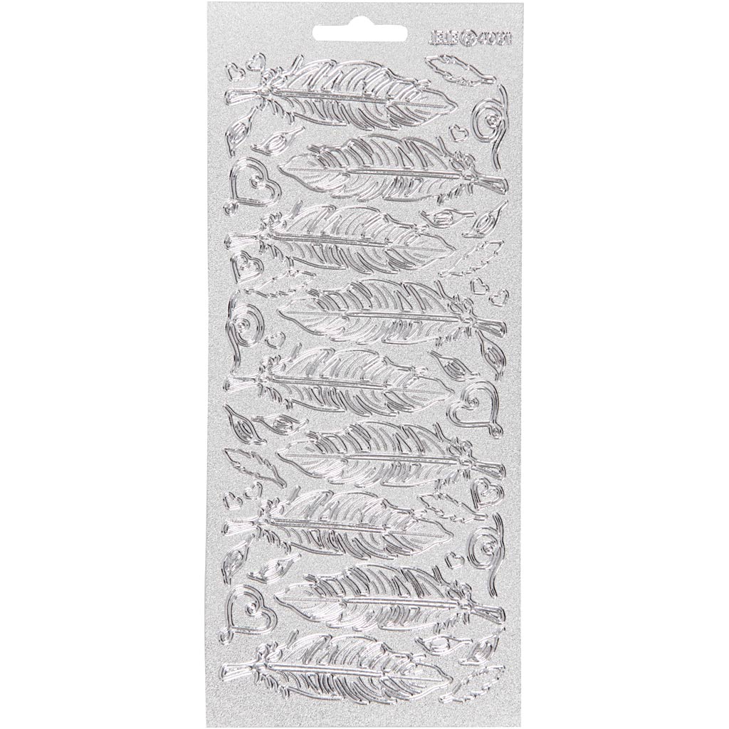 Creativ Firmenaufkleber, Federn, Bogen 10x23 cm, silber, 1 Bogen
