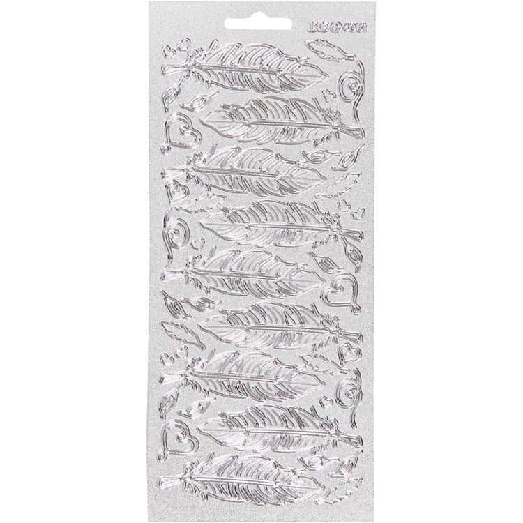 Creativ Firmenaufkleber, Federn, Bogen 10x23 cm, silber, 1 Bogen