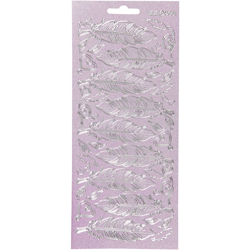 Creativ Firmenaufkleber, Federn, Bogen 10x23 cm, silber, 1 Bogen