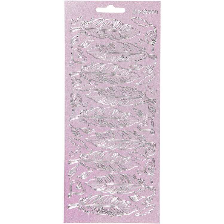Creativ Firmenaufkleber, Federn, Bogen 10x23 cm, silber, 1 Bogen