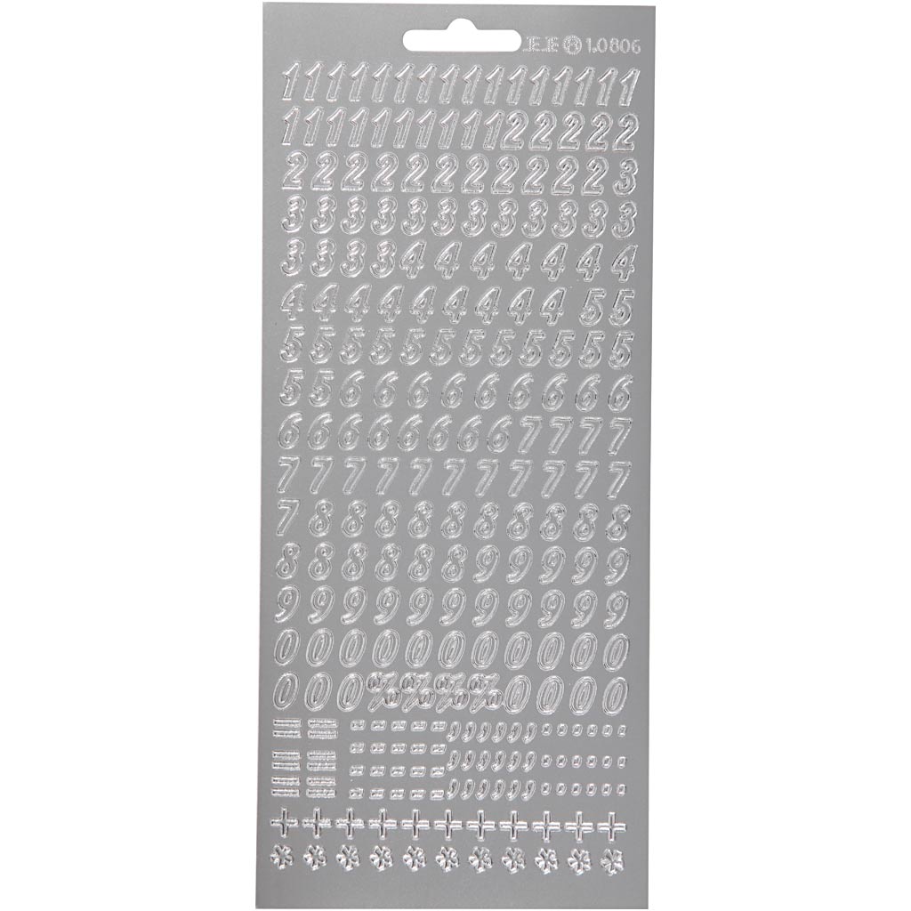 Creativ Firmenaufkleber, Zahlen, Blatt 10x23 cm, silber, 1 Blatt