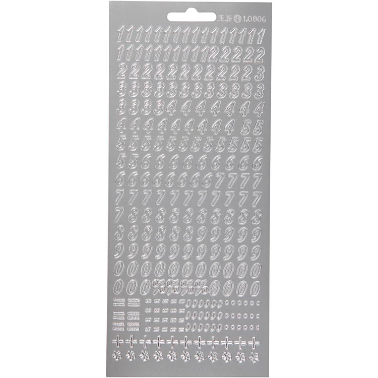 Creativ Firmenaufkleber, Zahlen, Blatt 10x23 cm, silber, 1 Blatt