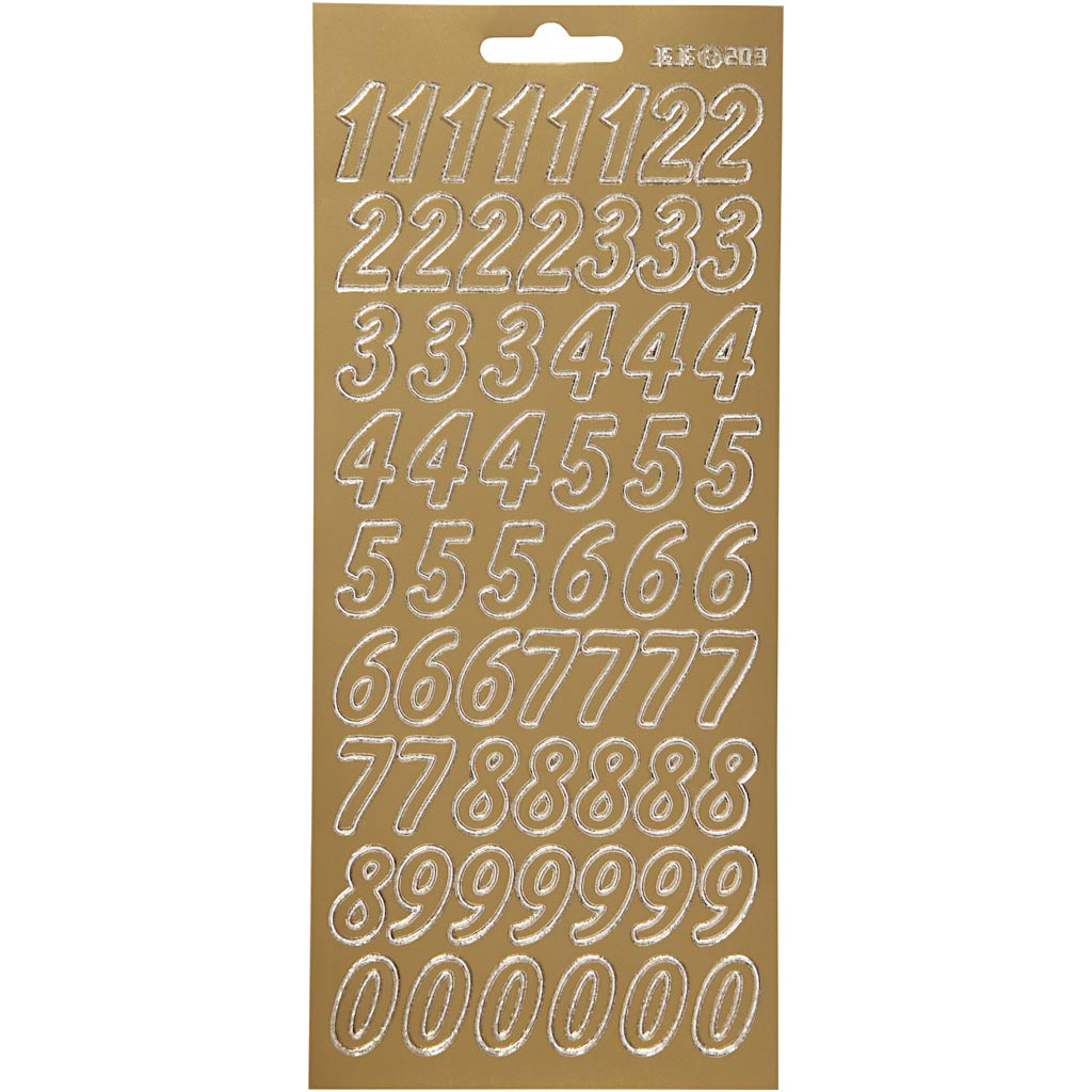 Creativ Firmenaufkleber, Zahlen, Blatt 10x23 cm, gold, 1 Blatt