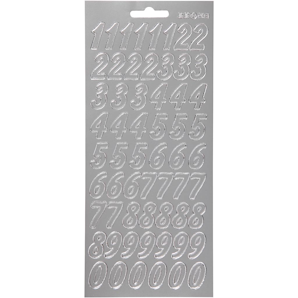 Creativ Firmenaufkleber, Zahlen, Blatt 10x23 cm, silber, 1 Blatt