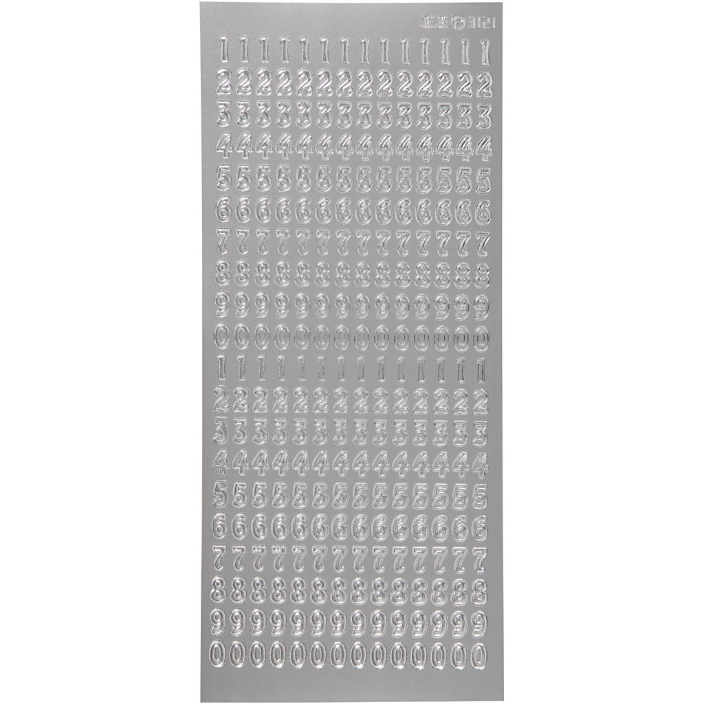 Creativ Firmenaufkleber, Zahlen, Blatt 10x23 cm, silber, 1 Blatt