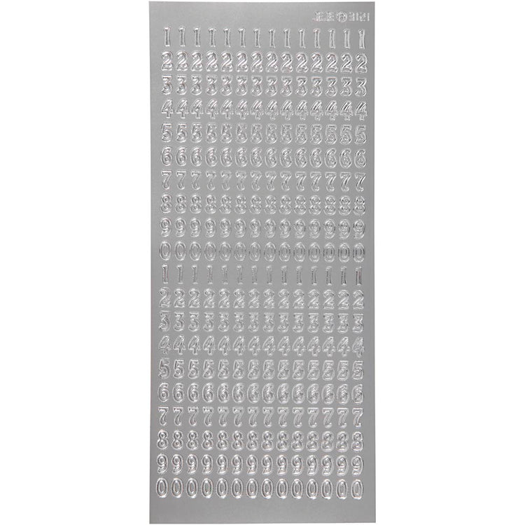Creativ Firmenaufkleber, Zahlen, Blatt 10x23 cm, silber, 1 Blatt