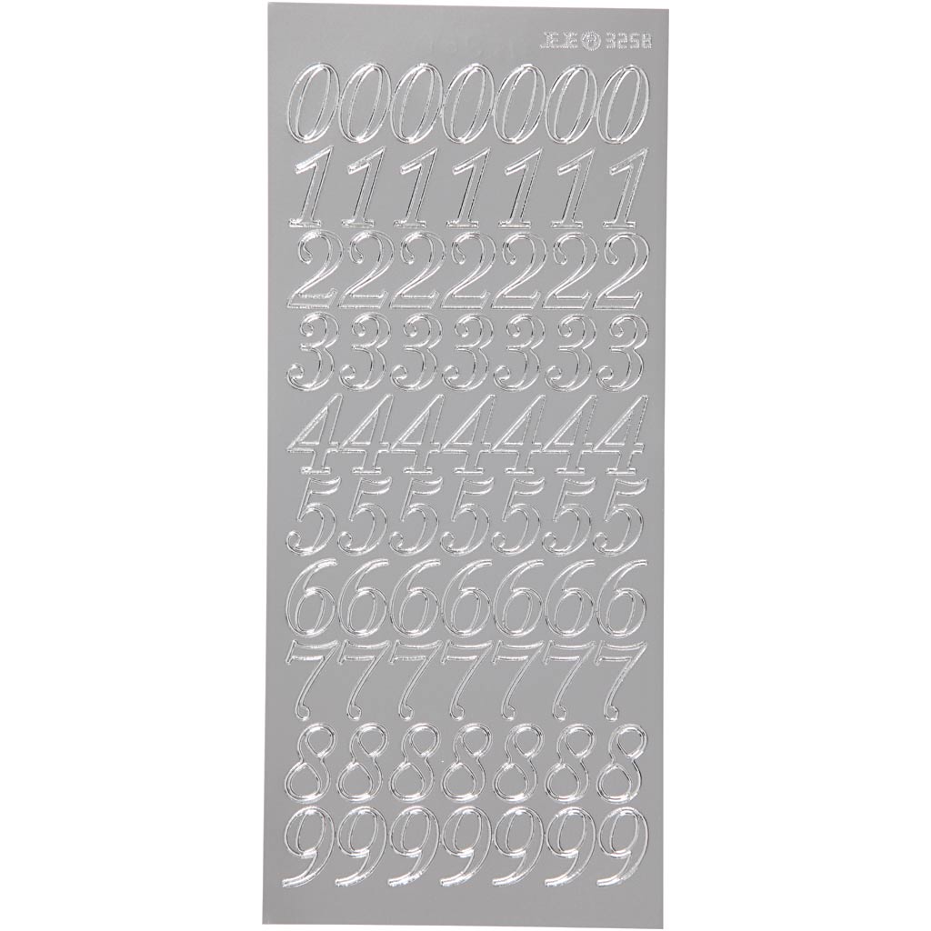 Creativ Firmenaufkleber, Zahlen, Blatt 10x23 cm, silber, 1 Blatt