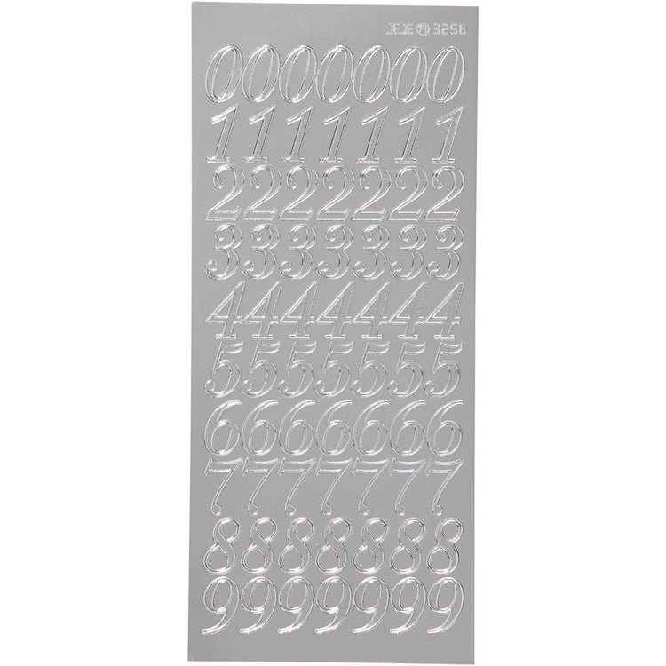 Creativ Firmenaufkleber, Zahlen, Blatt 10x23 cm, silber, 1 Blatt