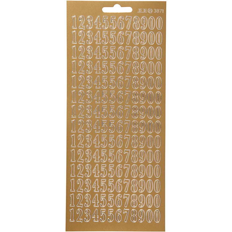Creativ Firmenaufkleber, Zahlen, Blatt 10x23 cm, gold, 1 Blatt