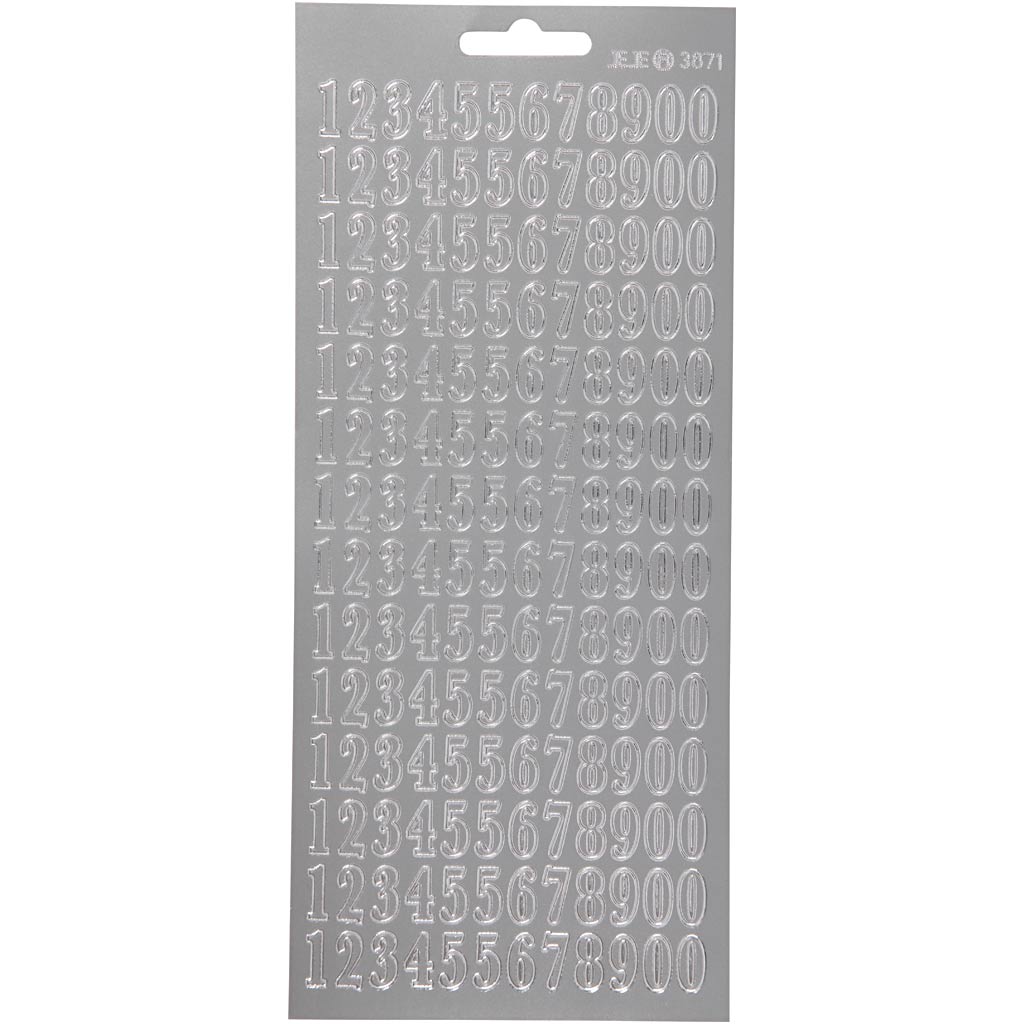 Creativ Firmenaufkleber, Zahlen, Blatt 10x23 cm, silber, 1 Blatt