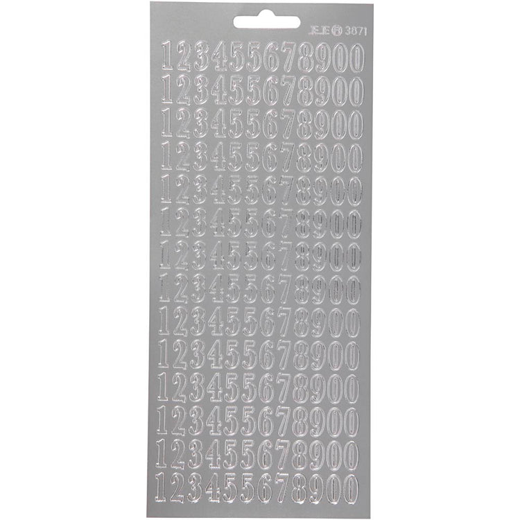 Creativ Firmenaufkleber, Zahlen, Blatt 10x23 cm, silber, 1 Blatt