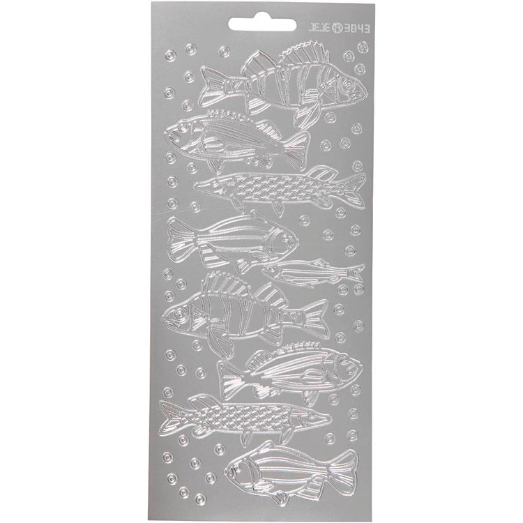 Creativ Firmenaufkleber, Fisch, Bogen 10x23 cm, silber, 1 Bogen