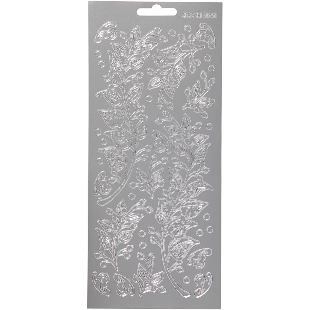 Creativ Firmenaufkleber, Blätter, Bogen 10x23 cm, silber, 1 Bogen