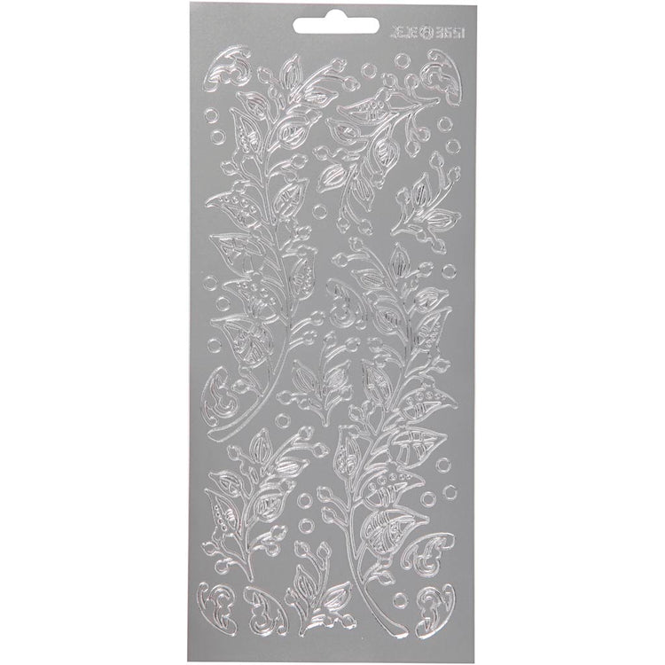 Creativ Firmenaufkleber, Blätter, Bogen 10x23 cm, silber, 1 Bogen