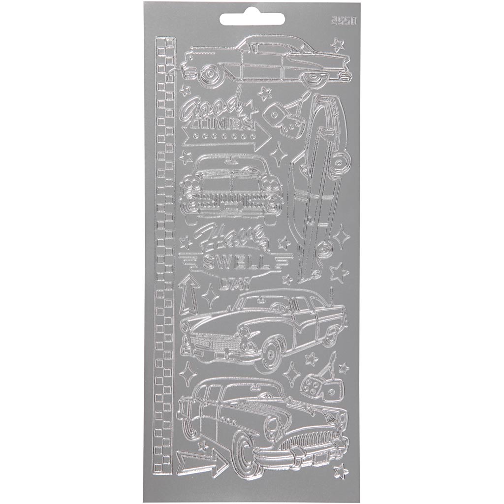 Creativ Firmenaufkleber, Autos, Bogen 10x23 cm, silber, 1 Bogen