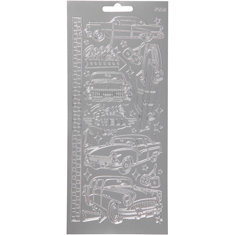 Creativ Firmenaufkleber, Autos, Bogen 10x23 cm, silber, 1 Bogen