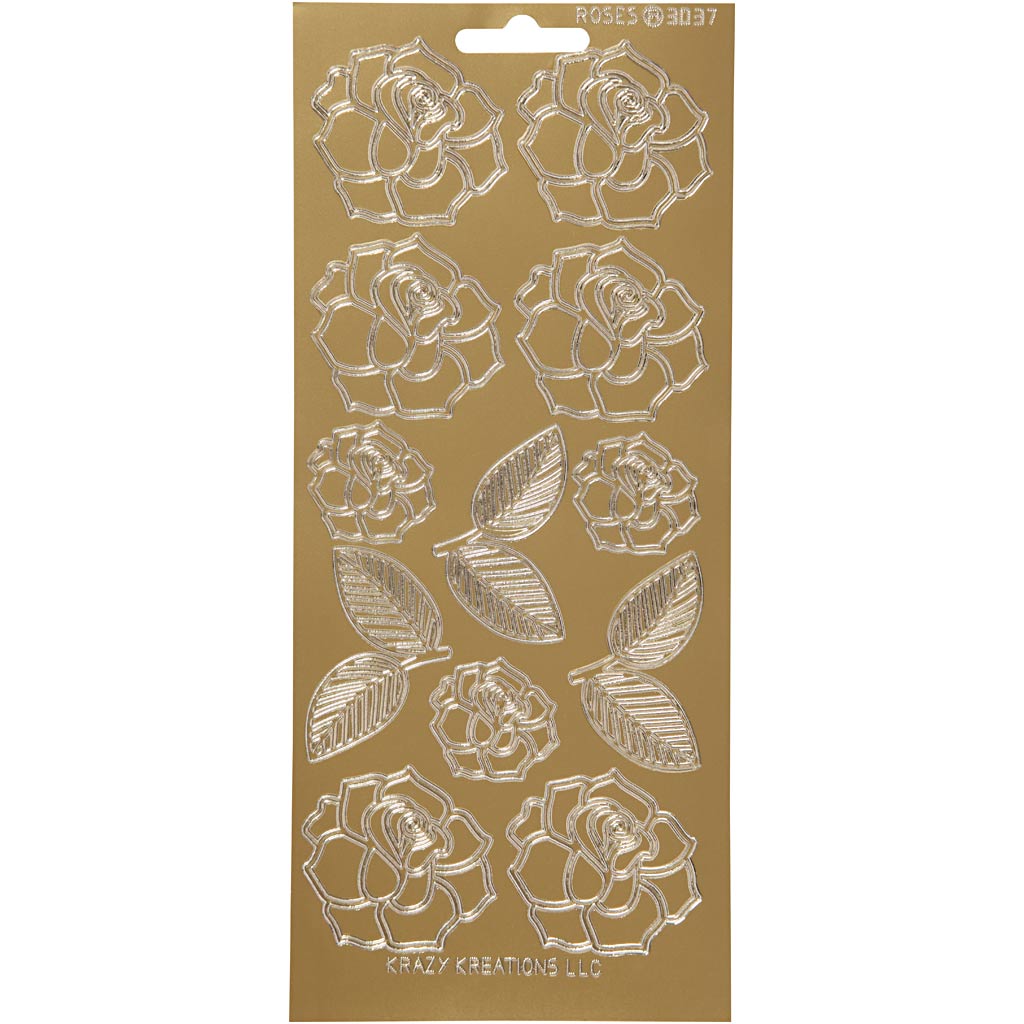 Creativ Firmenaufkleber, Rosen, Bogen 10x23 cm, gold, 1 Bogen