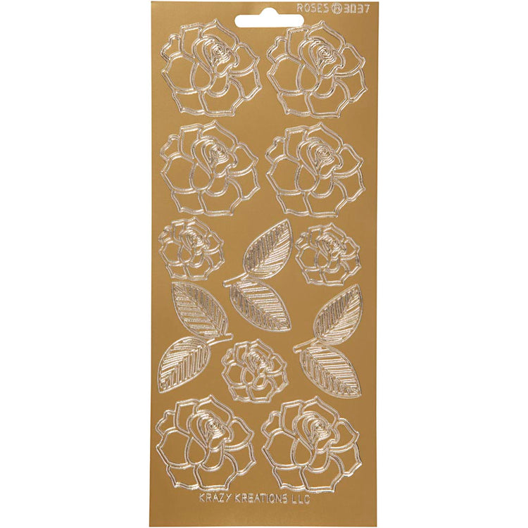 Creativ Firmenaufkleber, Rosen, Bogen 10x23 cm, gold, 1 Bogen