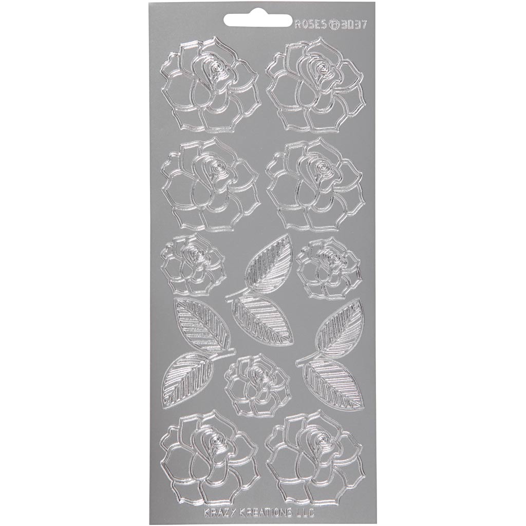 Creativ Firmenaufkleber, Rosen, Bogen 10x23 cm, silber, 1 Bogen