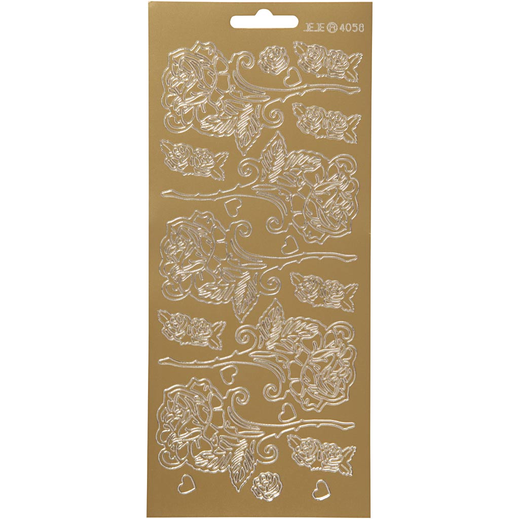 Creativ Firmenaufkleber, Rosen, Bogen 10x23 cm, gold, 1 Bogen
