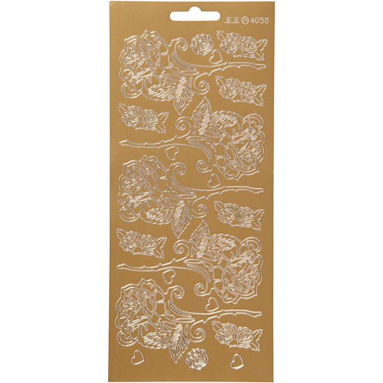 Creativ Firmenaufkleber, Rosen, Bogen 10x23 cm, gold, 1 Bogen
