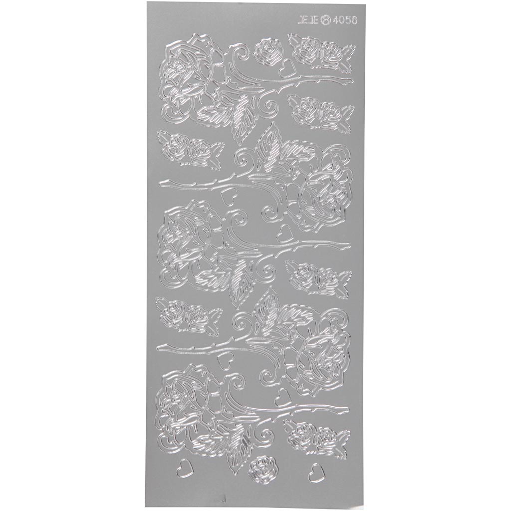 Creativ Firmenaufkleber, Rosen, Bogen 10x23 cm, silber, 1 Bogen