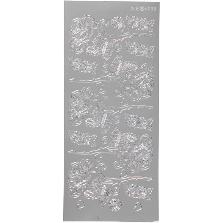 Creativ Firmenaufkleber, Rosen, Bogen 10x23 cm, silber, 1 Bogen