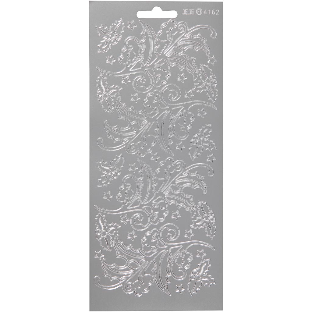Creativ Firmenaufkleber, Stechpalme, Bogen 10x23 cm, silber, 1 Bogen