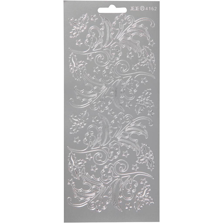 Creativ Firmenaufkleber, Stechpalme, Bogen 10x23 cm, silber, 1 Bogen