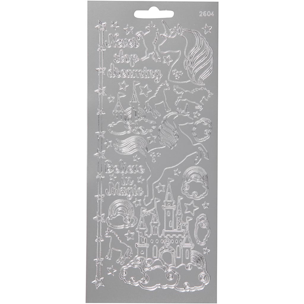 Creativ Firmenaufkleber, Einhorn, Bogen 10x23 cm, silber, 1 Bogen