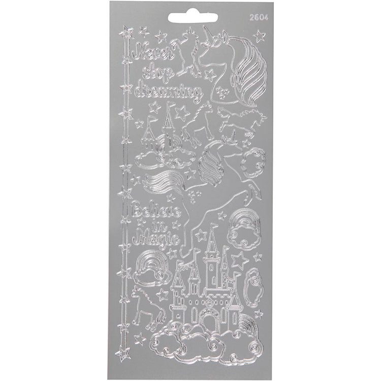 Creativ Firmenaufkleber, Einhorn, Bogen 10x23 cm, silber, 1 Bogen
