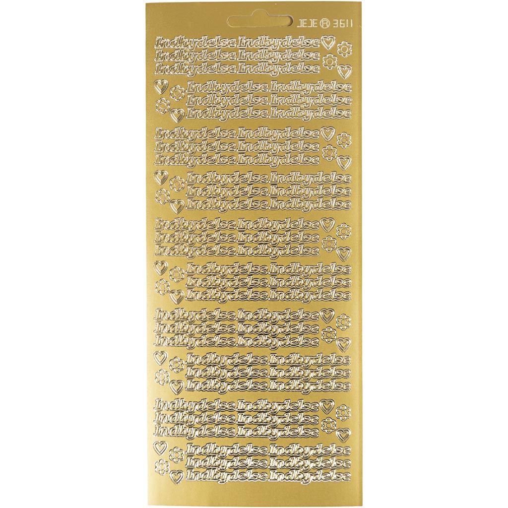 Creativ-Firmenaufkleber, indbydelse, Blatt 10x23 cm, gold, 1 Blatt