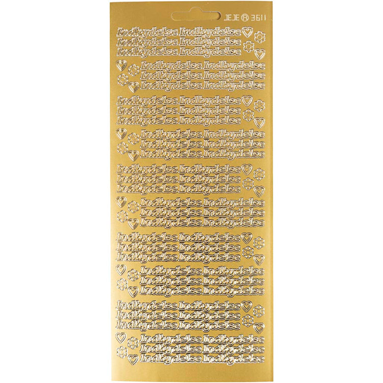 Creativ-Firmenaufkleber, indbydelse, Blatt 10x23 cm, gold, 1 Blatt
