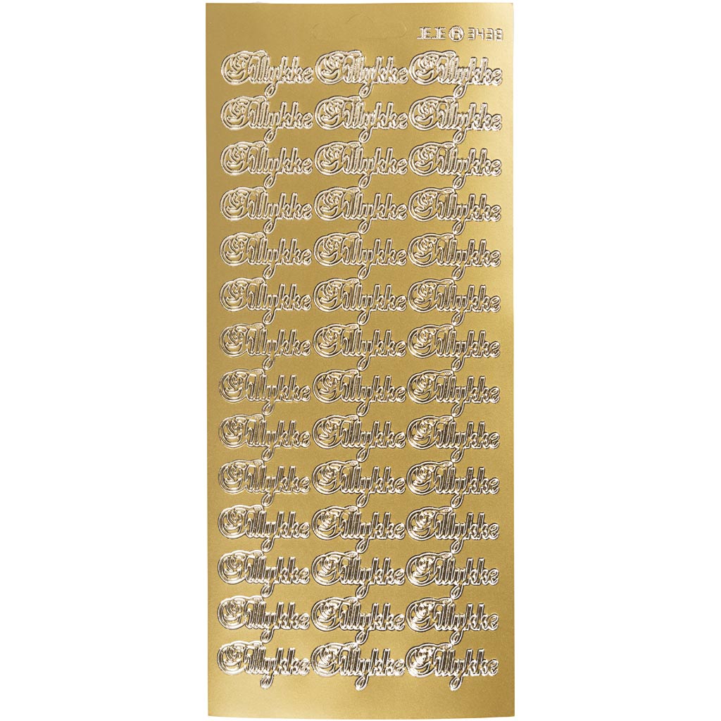 Creativ Firmenaufkleber, Tillykke, Blatt 10x23 cm, Gold, 1 Blatt
