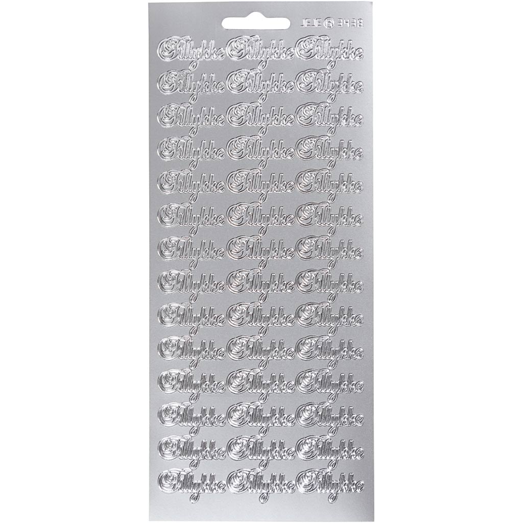 Creativ Firmenaufkleber, Tillykke, Blatt 10x23 cm, Silber, 1 Blatt